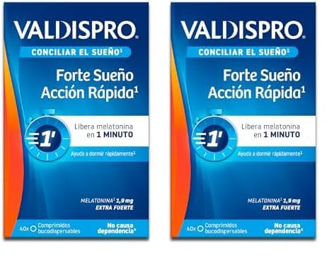 VALDISPRO Conciliar o sono, forte sono de ação rápida 1,9 mg, suplementos extra fortes para conciliar o sono rapidamente, em 1 min, sem necessidade de água, 40 comprimidos bucosdispersíveis (embalagem