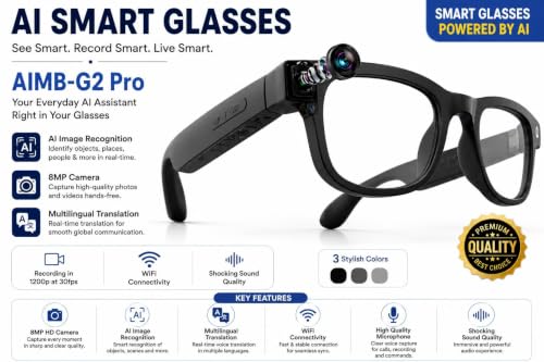 GUPTAVISION AI Smart Glasses with 8MP HD Camera, AI Assistant, WiFi, - Image 5