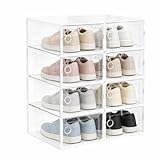 Wagtail 8 Cajas de Zapato Transparente con Tapa Plegable y Apilables para Organización de Zapatos en Hogar Caja Multifuncional Ahorra Espacio y Facilita Almacenamiento