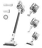 PUWEIKE Akku Staubsauger - Kabelloser Staubsauger 23 Kpa Starke Saugkraft mit Abnehmbarem Akku, 4 in 1 Kapazität für Zuhause Hartboden Teppich Auto Haustier