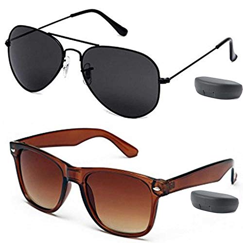 Y&S Unisex UV Protected Sunglasses For Mens Womens In Black And B...