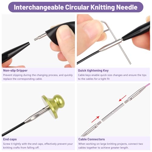 Image of Katech Short Interchangeable Knitting Needles Set-Circular Knitting Needles