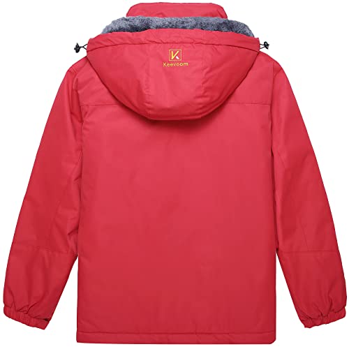 Keevoom Boy'S Waterproof Ski Jacket Winter Warm Thick Snow Coat Windproof Fleece Kids Outdoor Hooded Snowboard Jackets Red Size 4-5 thumb #1