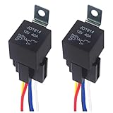 SensaBliss リレー 5線(5極) DC12V 40A 車専用 2個セット車モーター用 リレー ヒューズ 自動車用リレーテスター 12AWGハーネスソケット付き 防水リレ ヒューズ 5Pin ヒューズ On/Off SPDTリレーソケットプラグ (黒)