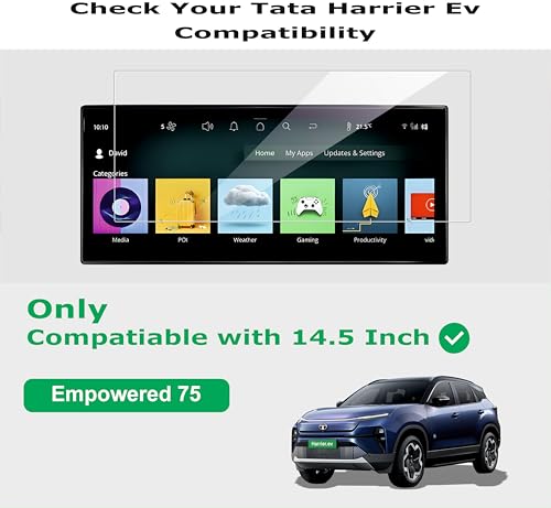 Image of OHAYO Combo Screen Protector for Tata Harrier EV 2025 (Empowered 75) | 14.5 inch Infotainment + 10.25 inch Instrument Cluster + Steering + AC Vent Guard | Anti-Scratch Car Display Accessories | Not Tempered Glass