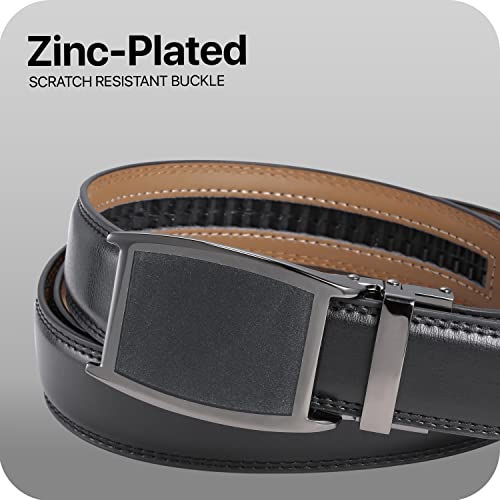 Image of Marino Avenue Ratchet Belt for Men. Adjustable Leather Dress Belt with 38 Easy to Click Into Place Ratchet Closures.