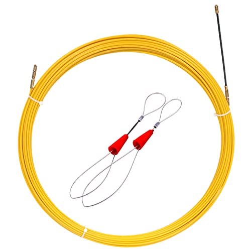 4mm Fischband, Glasfaser Einziehspirale,Kabeleinzug Einziehhilfen,Fischbanddraht,Fischband-Drahtzieher durch Wanddrahtfädler,Electric Cable Wire Puller (30M,Yellow)