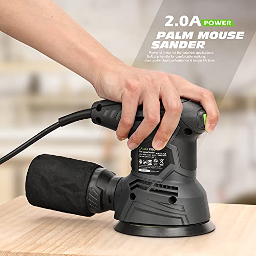 Galax Pro 2.0Amp Electric Random Orbital Sander,6000-12000 Rpm 6 Variable Speeds Sander Machine With 20Pcs Different Sizes Of Sandpapers, Dust Collection Bag For Woodworking, Sanding, Polishing #TOP4