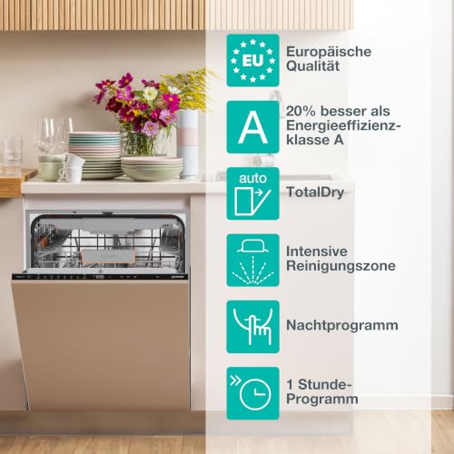Gorenje GV6G63A60H Einbau-Geschirrspüler/Vollintegriert/ 60 Breite/ 16 Maßgedecke/ 7 Programme/Europäische Qualität/TotalDry/BottleWash/Intensive Reinigungszone/FlexUse/ 20% besser als EEK A