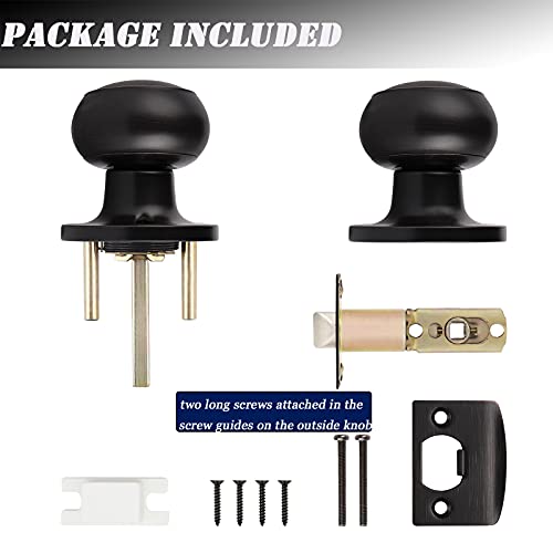 Knobelite (3 Pack Round Passage Door Knob(Non-Locking Knobs), Keyless Doorknobs Interior/Exterior Door Lockset,Passage Knobs For Hallway/Closet,Oil Rubbed Bronze Finish Modern Design Door Hardware #TOP6