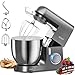 KICHOT Robot Pâtissier 1800W, 10L Boîtier Métallique Robot avec Kit Pâtisserie, Batteur De Cuisine avec Crochet À Pâte, Batteur Blat, Fouet en Fil Et Protection Contre Les Éclaboussures (Gris)