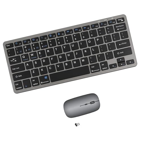 Combo de teclado y mouse inalámbricos, Bluetooth 3.0/5.0/2.4G, Windows multidispositivo, compatible con iOS, compatible con Android, recargable, portátil, 78 teclas