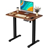GIBBON MOUNTS 昇降デスク 幅80cm×奥行き50cm 一枚板 昇降式 テーブル 小さめ スタンディングデスク 小部屋対策 テレワーク オフィスデスク 在宅ワーク パソコンデスク電動 高さ調節72-118cm メモリー機能 ウォルナット 木目調