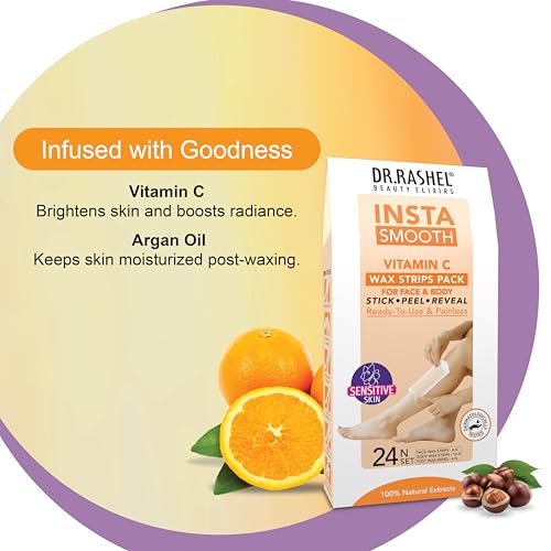 Image of DR.Rashel Insta Smooth Vitamin C Wax Strips Pack For Face & Body(24 Wax Strips)