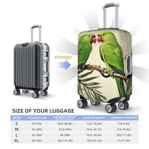 Travel Luggage Cover for Suitcase Elastic Suitcase Protector Couple Parrots Olive Suitcase Covers Washable Suitcase Protective Cover Dust-proof Luggage Covers Fit 18-32 Inch Luggage2