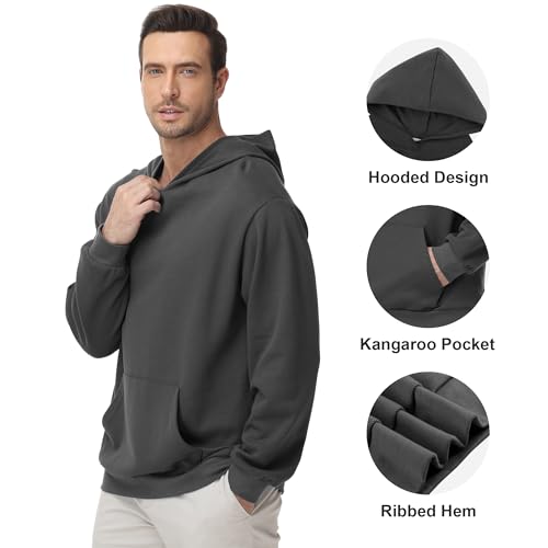 Men’s Hooded Sweatshirt – Lightweight Cotton Pullover Hoodie, Solid Color Long Sleeve for Casual and Layering4