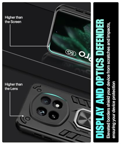 Image of WOW IMAGINE Shock Proof Back Case Mobile Cover for Realme P2 Pro 5G | Back Cover Case (Tough Armor | Hybrid PC + TPU | Ring Holder & in-Built Kickstand | Black)
