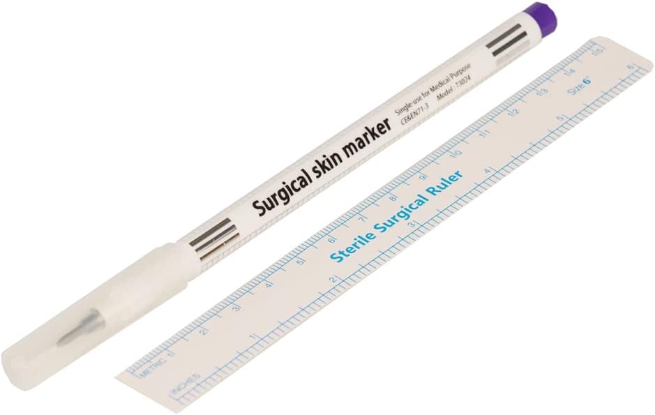 OTICA Skin Marker With Ruler Surgical Skin Marker Stencil Pen Tattoo Measure Ruler Set Tool(pack of 3)
