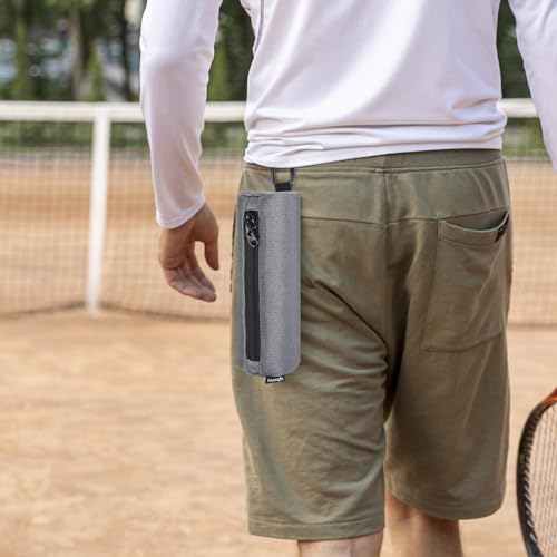 Cosmos Pickleball Ball Holder Bag, Tennis Ball Pouch Portable Pickle Ball Carrying Storage Bag Waist Bag with Hook, Travel Accessory Pouch Holds 3 Pcs Pickleball Ball, Ball NOT Included (Gray)