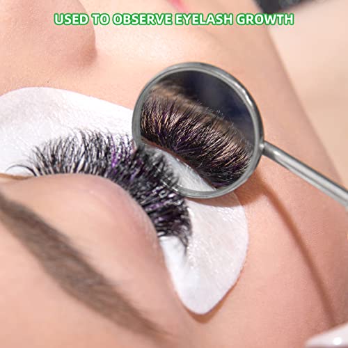 dental mirror stainless steel with handle 6534 dentist tool for teeth cleaning plaque mouth inspection lash extension mirror eyelash extensions dental mirror inspect instrument makeup - pack of 2