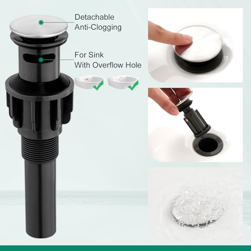 Robinet de salle de bain répandu CREA 3 trous avec bonde pop-up et contrôle précis de l'eau - 7