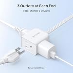 TROND Split Extension Cord Power Bar, Twin 6ft on Each Side, 3 Way Outlet Extender, Low-Profile Flat Plug, 13 Amps, 1625W, Flexible SPT 16/3 Cable Splitter for Home Office Dorm Room Essentials