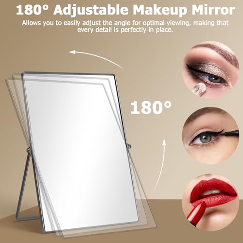 Espejo de maquillaje rectangular ajustable para tocador miniatura 4