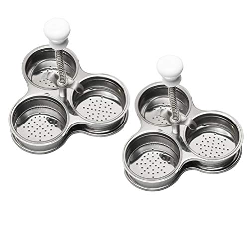 Bistonzon 2 peças para cozinhar ovos poché de aço inoxidável para cozinhar ovos (prata)