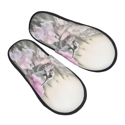 ハチドリは蜂蜜を集める スリッパ 冬 秋 室内 メンズ レディース 自宅用 来客用 職場 もこもこ 暖かい 軽くて磨耗に強く柔らかい 洗いやすく、持ち運びに便利 男女兼用 L