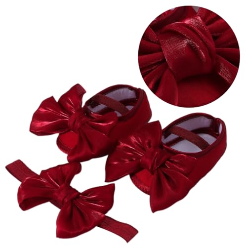 Infant Girl Cotton Walking Shoe with Headband Not Slip Shoe Elegant Little Girl with Headband Comfortable Shoe2