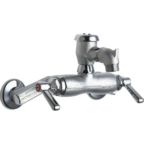 Chicago Faucets 305-VBRRCF Wall Mount Service Sink Faucet with Adjustable Centers, Rough Chrome Cover