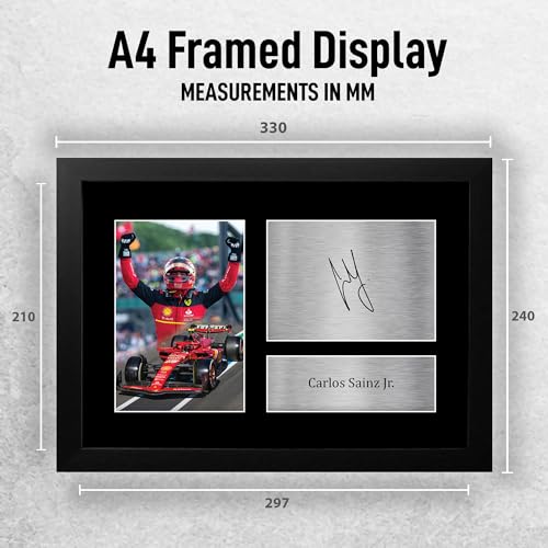HWC Trading FR A4 Carlos Sainz Jr Ferrari Gifts Printed Signed Autograph Picture for F1 Formula 1 Racing Fans - A4 Framed - Image 2