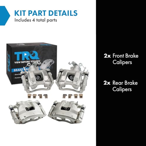 Image of TRQ Front and Rear Brake Caliper Set Zinc Coated Brackets Hardware Compatible with 2015-2019 Ford Transit-150 Transit-250 Transit-350