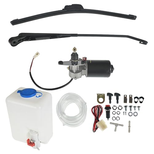 Thomletha 12v Electric Motor Universal Utv Windshield Wiper Kit Power Wiper Kit with Washer Pump Kit Replacement for RZR 900 1000 Turbo Am X3