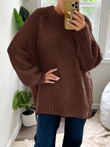 Image of Saodimallsu Womens Oversized Sweater Fuzzy Long Sleeve Casual Tunic Sweater