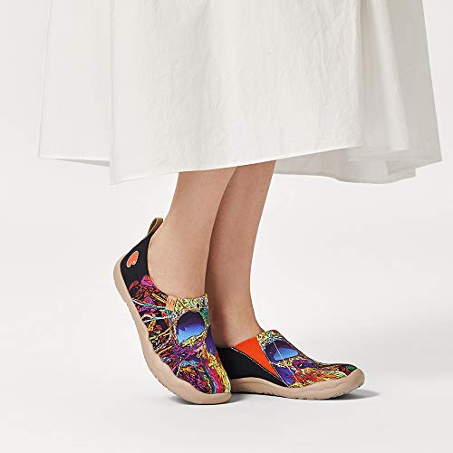 Image of UIN Slipper Woman Travel Art Painted Shoes Wide Toe Casual Home Slip On Mules Malaga