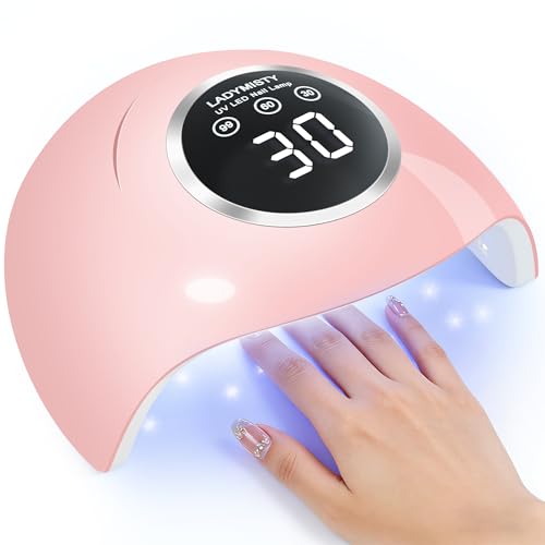 LadyMisty 72W UV LED Nail Lamp, 2026 New Upgrade UV Light for Gel Nails with 18 Beads, 3 Timer Nail Dryer, LCD Display, Auto Sensor, Professional Nail Lamps for Gel Polish – Best Gifts, Pink Lamp