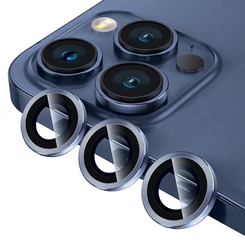 Protecteur d'objectif iPhone 14 Pro Max en métal bleu ultra résistant contre les rayures