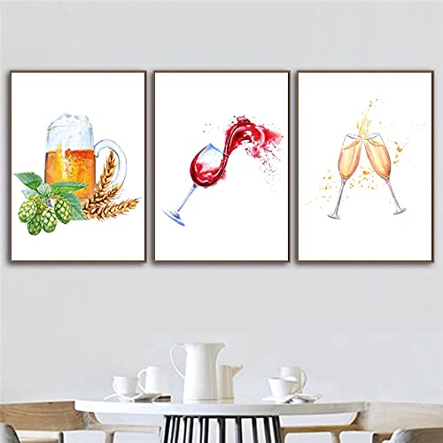 Affiches et gravures vin blé bière pour décoration murale salon
