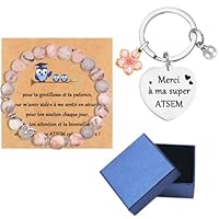 Cadeau ATSEM Original - Bracelet & Porte-clés de Remerciement - Idée Cadeau pour Agent Territorial Spécialisé des Écoles Maternelles - Fin d'Année/Noël/Fête du Personnel