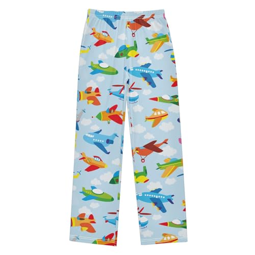 ZZXXB Colorful Airplanes Boys Long Pants Soft Trousers Elastic Waist Kids Lounge Bottoms with Pockets S-XL - Main Image