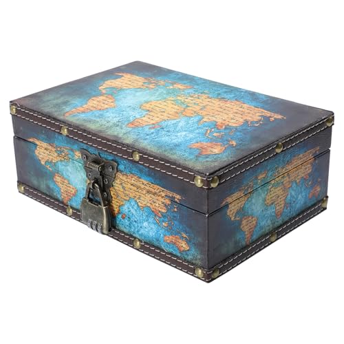 SUPVOX Caja Decorativa Vintage de Madera Verde, Pequeña Caja Organizadora Multifuncional Cerradura para Joyas y Cosméticos, Soporte de Almacenamiento para Artículos Varios, Adorno de