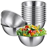 Honeydak 12 Pcs 304 Stainless Steel Mixing Bowls with Graduations, 31 oz Salad Bowls Metal Serving Reusable Baking Food Storage Containers for Baking, Cooking, Making Salads, Soups, Ice Cream, Noodles