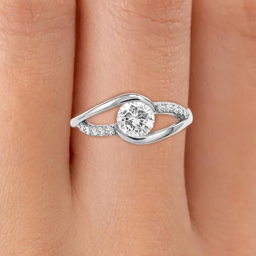 Bague Solitaire Argent à Porter au Quotidien avec Anneau Vague Chic - 3