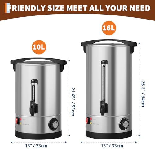 Image of 110-Cup Commercial Coffee Urn, 16L /4.2 Gal Double Wall Insulation Coffee Dispenser, Stainless Steel Large Hot Beverage Dispenser with Automatic Temperature Control & Faucet for Party Buffet, Silver