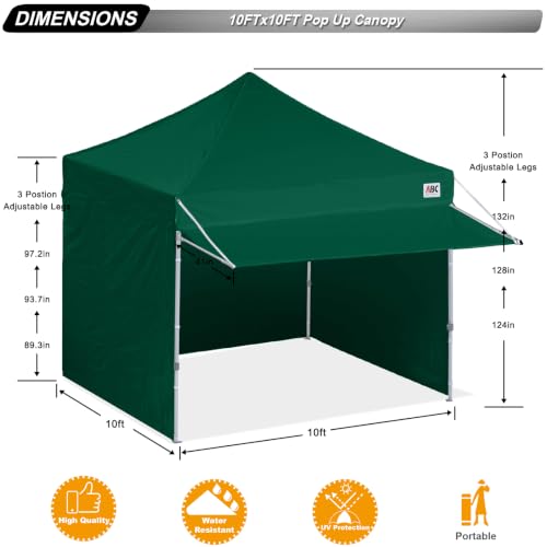 Image of ABCCANOPY Ez Pop up Canopy Tent with Awning and Sidewalls 10x10 Market -Series, Forest Green