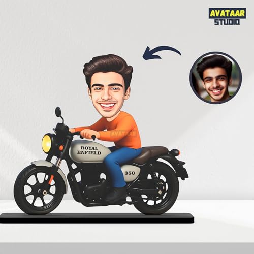Image of Personalized Motorcycle Rider Caricature Gift Custom Photo Stand Birthday Gift for Husband Boyfriend Friend Unique Biker Cartoon Photo Frame (Motorcycle Rider-3)
