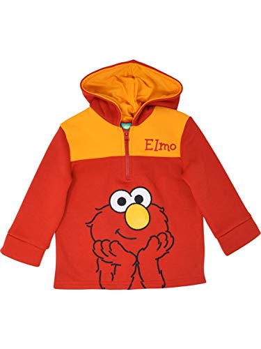 Sesame Street Elmo Baby Boys Half Zip Fleece Pullover Hoodie Red, 18-24M