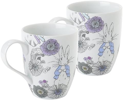 Stow Green Beatrix Potter Peter Rabbit Contemporary Porcelain Mug Cup Set of 2 | Gift Boxed