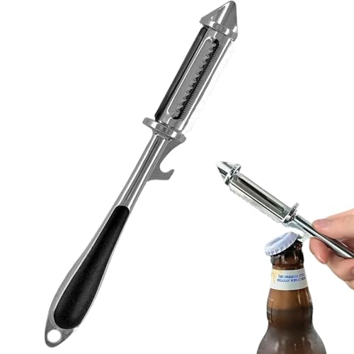BOJIDO ピーラー 皮むき器 ステンレス製 キッチン用品 くだものナイフ 皮むき 千切り スライスはもちろん 栓抜き おろし 穴あけ 鱗取りまで幅広く使え 果物や野菜 に最適 お手入れが簡単で切れ味が持続し 長く使える実用的なピーラー(シルバー)